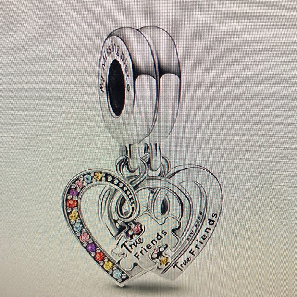 Pandora Silver True Friends Heart Charm with Multicolor Accents